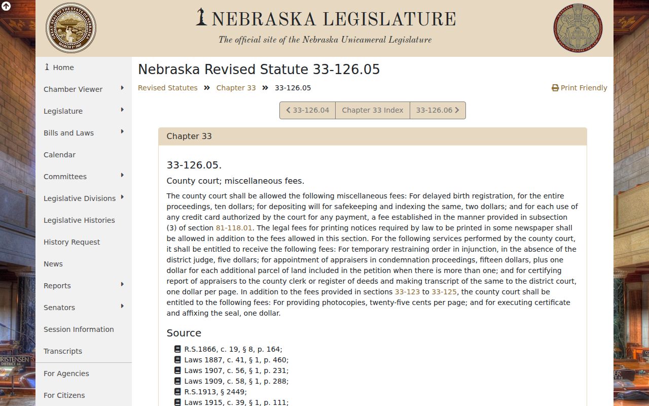 Nance County civil docket County Court copy fee statute