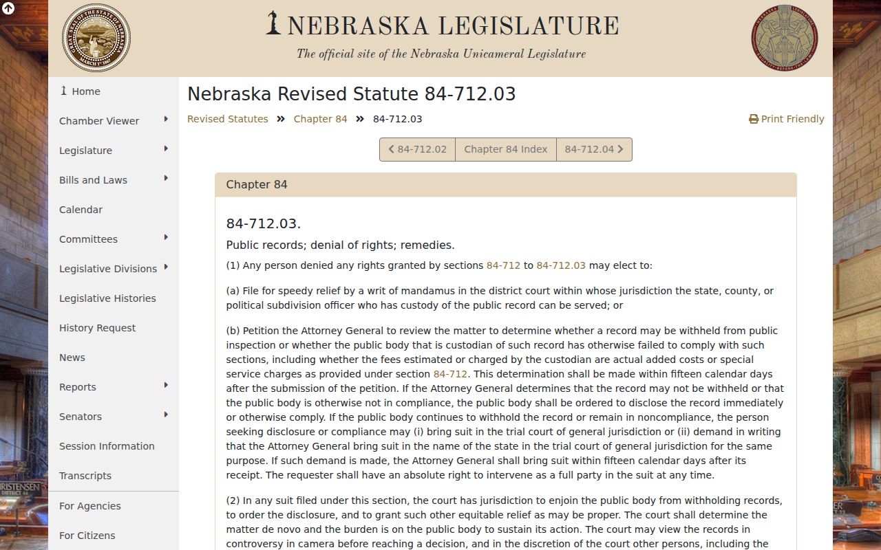 Nance County civil court docket written records request procedure