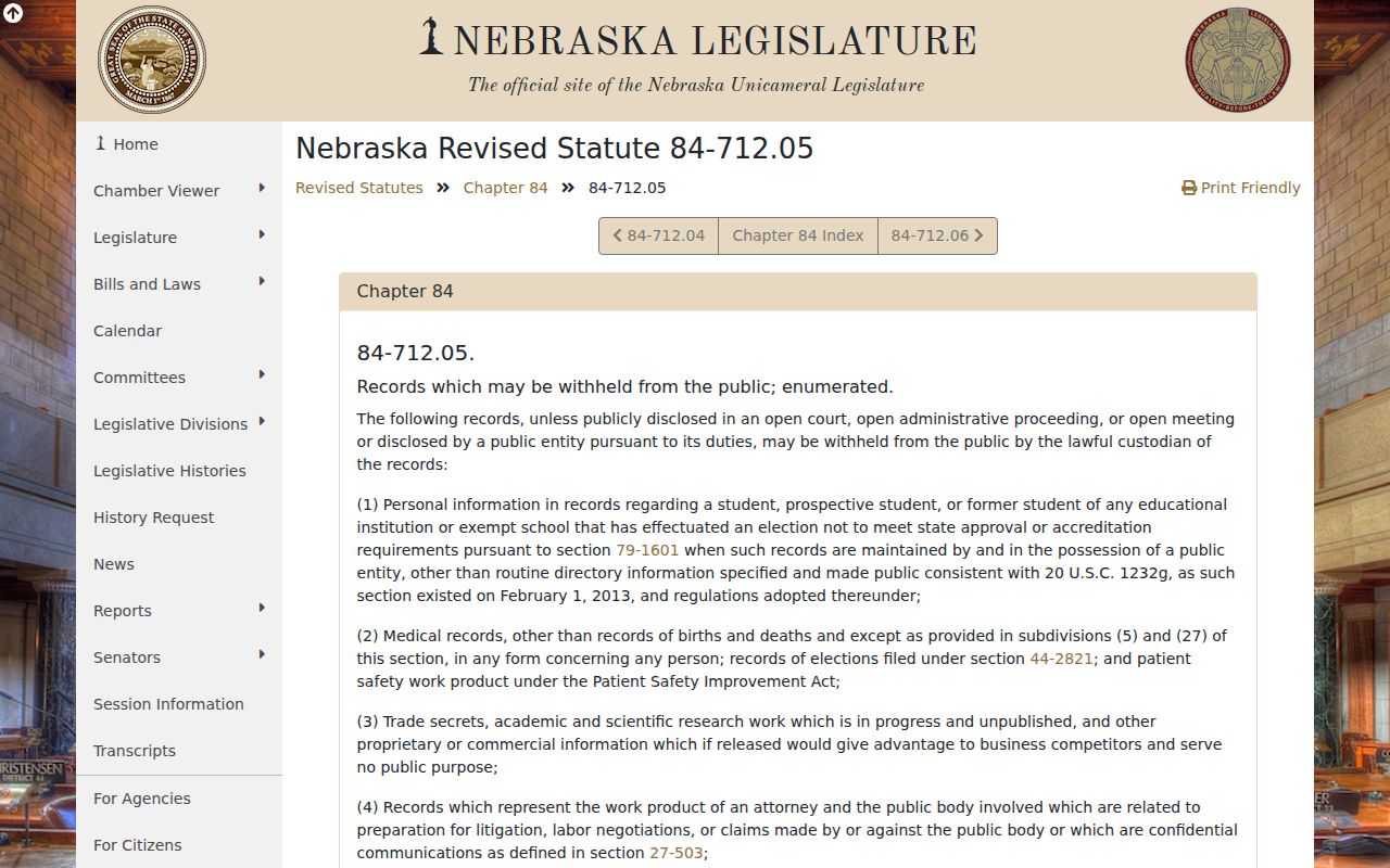 Nance County civil court docket public records withholding law