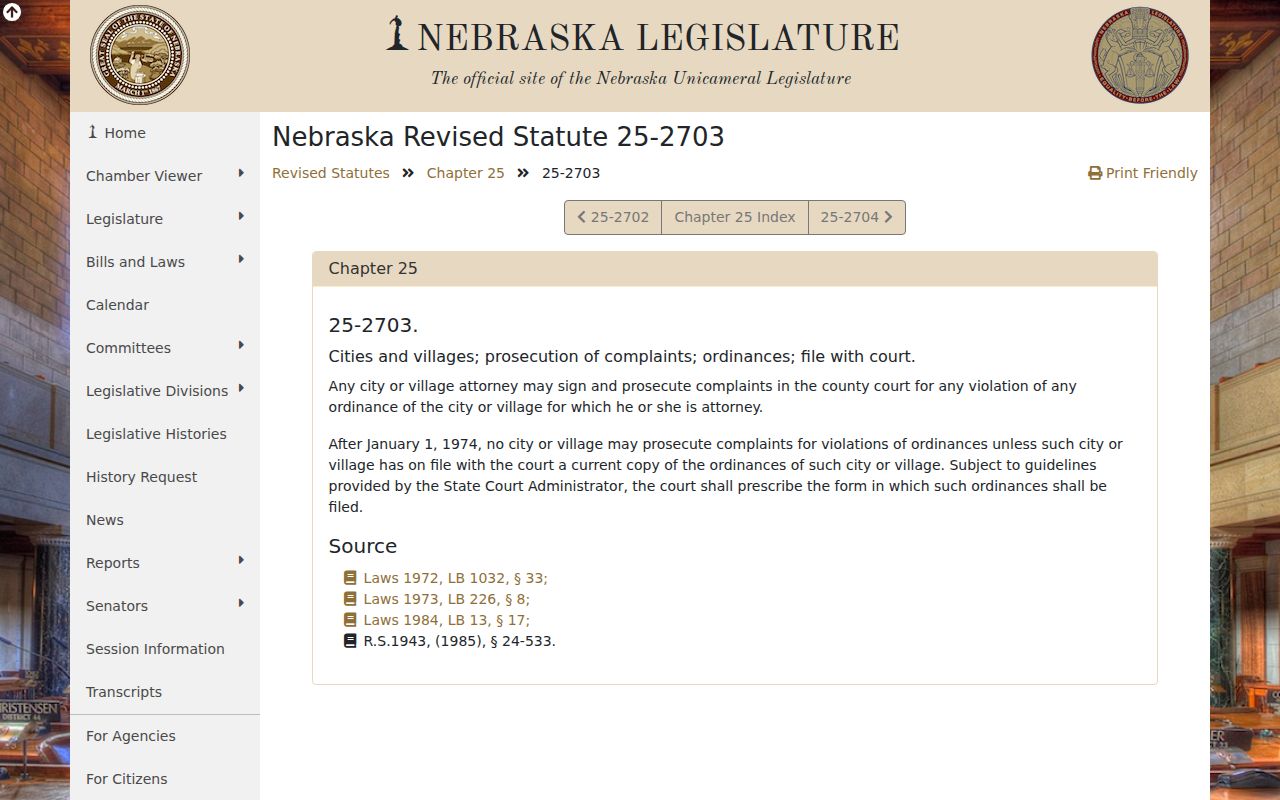 Nance County criminal docket ordinance prosecution statute