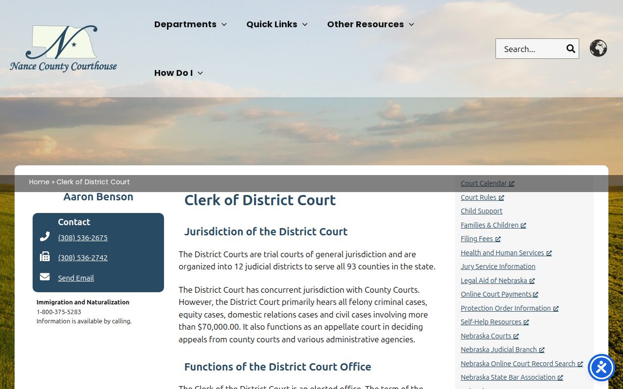 Nance County court docket District Clerk records information