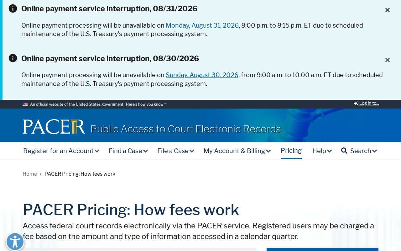 Nance County court docket federal PACER pricing source