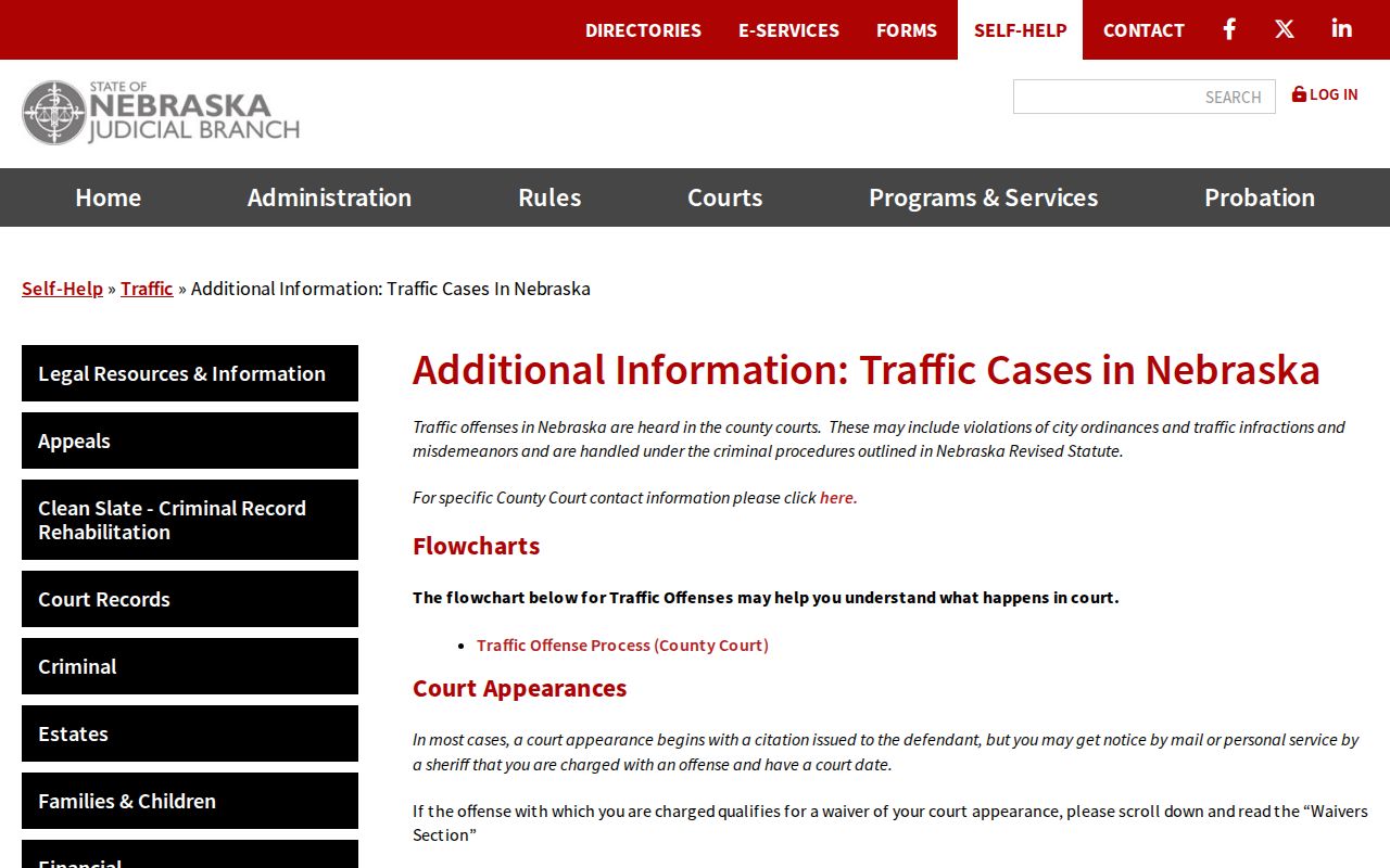 Nance County traffic court record process information